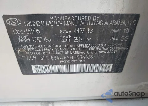 2017 Hyundai Sonata Sport from USA, damaged, VIN 5NPE34AF6HH536859